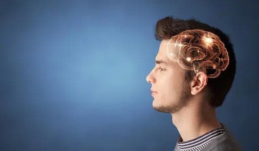 Man dreaming with a magical brain.